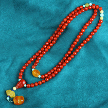 53 53 85 gr 85 gr round-moisturizing tomatoes red south red chicken oil yellow honey wax agate multi-circle bracelet necklace Buddha pearl