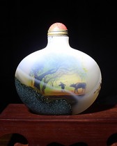 Natural agate ocean chalcedony inner painting snuff bottle