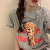 2021 summer new fashion Korean loose large size casual round neck pullover short sleeve printed cute cartoon T-shirt