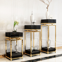 Simple golden light luxury stainless steel flower stand living room balcony floor-to-ceiling flowers a few indoor and outdoor decorations wrought iron flower pots