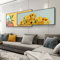 Modern Nordic living room decoration painting Van Gogh sunflower abstract overlay painting sofa background wall light luxury mural