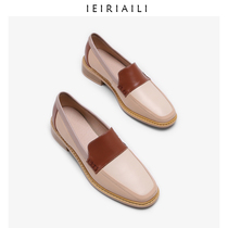 Vintage literary color genuine leather loafers lazy pedal womens shoes British small leather shoes low heel shoes Womens flat shoes