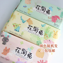 Soft cute and easy to use Flower rabbit soybean fiber cotton soft towel Wet and dry dual-use cleansing towel face towel 80 pieces
