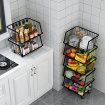Kitchen floor-to-floor multi-layer vegetable storage rack vegetable Shelf shelf vegetable basket basket countertop household movable pulley