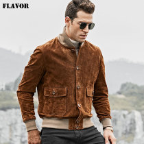 Autumn new leather leather American casual pig leather rough workwear hunting men leather jacket