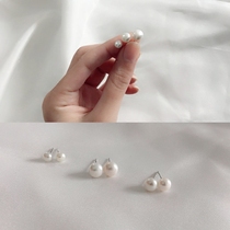 925 sterling silver natural freshwater pearl earrings simple Joker White hypoallergenic small earrings female style