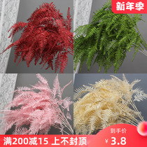 Simulation Persian leaf red champagne single fern grass wedding stage background decoration wedding hall ceiling road lead flower arrangement