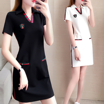 Chao brand large size women's 2022 summer short sleeve dress women's polo collar fat mm long sports casual skirt