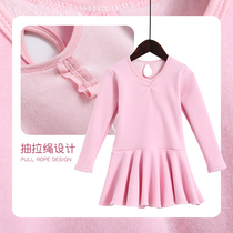 Childrens dance clothes plus velvet thickened Latin performance clothes Chinese dance clothes girls long sleeve gold velvet practice clothes