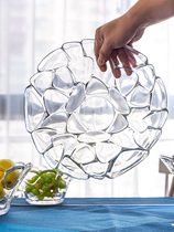 Crystal glass fruit plate fruit pot home dried fruit snack pot candy pot creative home fruit bowl living room ornaments