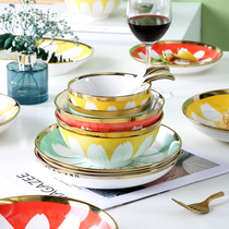 Ceramic Bowls Home Creative Personality Eating Bowls Noodles Bowl Soup Bowls Large Plate Dish Fish Dish Light Lavish Cutlery Cutlery