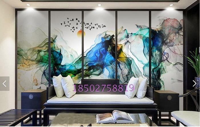 Tooling custom clip silk tempered glass background wall partition entrance screen Safety clip silk clip painting art landscape