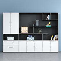 Yuhaojia black and white file cabinet manager table background cabinet office wooden cabinet board type data file cabinet bookcase