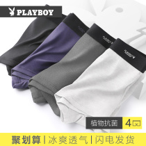 Playboy mens underwear Mens boxer shorts flat pants Ice silk breathable shorts head loose pants mens underpants