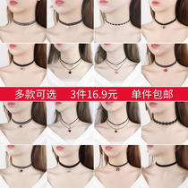 choker clavicle chain Korean version neck neck strap collar Female neck simple black niche necklace short money chain net red