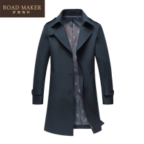 ROADMAKER 2020 SPRING AND AUTUMN NEW JACKET Korean SLIM WINDBREAKER MENs CLOAK MEDIUM LONG COAT MEN