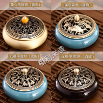 Pure copper incense burner Household indoor sandalwood stove Agarwood incense stove for Buddha plate incense insert aroma stove creative ornaments promotion