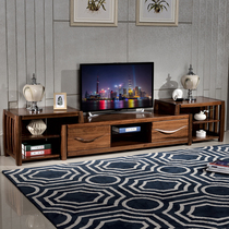 Solid wood TV cabinet Telescopic TV cabinet Modern Chinese living room furniture Audio-visual cabinet storage black walnut furniture
