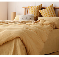 (Q BB) Daily single foreign trade Category A fabric four-piece sheet double gauze washed natural pleated cotton