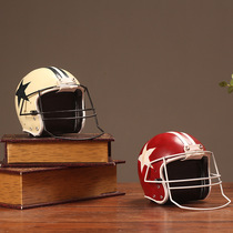 Retro American football cap creative ornaments set to do old props helmet model home window decoration accessories