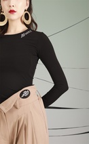 Betty Latin dance dress national standard dance Latin dance practice Womens Moden Dance Costume Round Neckline Embroidered blouses BD05