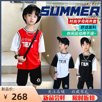 Boys summer sports suit thin section 2022 new handsome air trend boy short sleeve speed dry CUHK child two sets