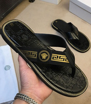 2020 Summer beauty Duesha genuine leather herringbone towing beach shoes One foot pedal fashion casual sloth non-slip cool slippers male