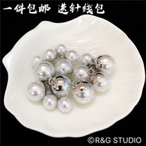 Highlight Pearl Buckle Half Round Metal Bottom Support Pearl Button Gold Silver Round Button Womens Sweater Chiffon Shirt Button