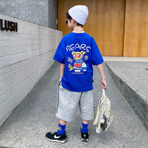 Childrens clothing boys short sleeve T-shirt 2021 cotton top summer new children Xinjiang cotton loose round neck T-shirt Tide brand