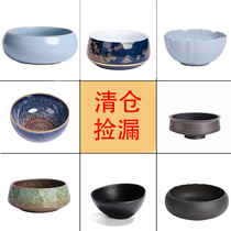 Coarse Pottery Spittoon Tea Wash Basin Large Size Extra-chinese Tea Set Accessories Waste Water Tea Residue Cylinder Home Ceramic Tea Dag Cup Wash
