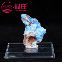 American velvet copper mine rough stone decoration symbiotic mine Blue plush mineral crystal Crystal rock teaching small specimen