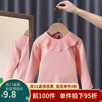 Baby girl bottoming shirt baby bottoming T-shirt girls top spring and autumn doll collar white childrens foreign style inside autumn