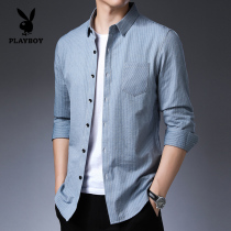 Flowers Playboy The new Long sleeves Shirt Mens spring autumn season Korean version Body Casual Handsome Men Trend Striped Shirt