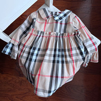 1898 Spring and Autumn Girls Dress Cotton Plaid Long Sleeve Skirt-3 19