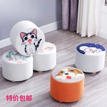 Coffee table small cloth stool cartoon cloth Pier solid wood sofa stool changing shoes stool cloth Pier round stool short dengdun childrens foot stool