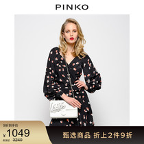 PINKO Women star with silk floral long sleeve dress 1B13UE7494