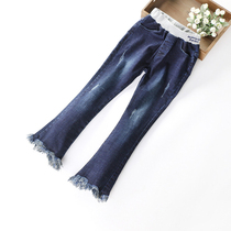 Girls jeans autumn soft 2021 new spring and autumn children Foreign style Korean fashion Childrens autumn pants