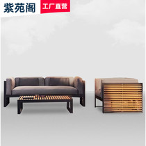 Outdoor aluminum alloy sofa chair sun proof waterproof balcony outdoor open-air solid wood single combination