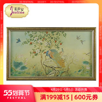 Eurostyle style neoclassical hand-painted peacock bird board painting solid wood matching frame hanging painting villa-like room frescoed