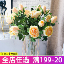 Nordic Dry Burning Rose Emulation Flower Home Living Room Dining Room Table Flower Arrangement Netting Red Shooting Props Dried Flowers Fake Flowers