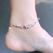  Silver beads frosted double-layer silver beads S925 sterling silver anklet womens wild niche anklet sexy foot chain to give gifts