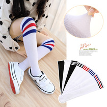 Cotton summer childrens midline socks over the knee thin mesh breathable students with school uniforms girls long socks