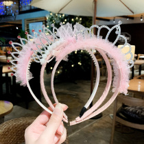 Cartoon headband Net Red pressure hair wide edge cute outside wearing mesh Crown Korean girl selling cute headband Joker non-slip