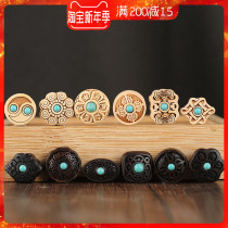 Ebony boxwood inlaid turquoise carving Chinese knot bead car hanging DIY accessories back Cloud pendant