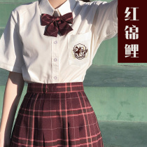  Red Koi original design exquisite cotton embroidered short-sleeved shirt Womens Japanese college JK uniform womens short-sleeved white shirt
