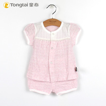 Tongtai short sleeve suit summer girls Net red super foreign style thin baby shorts Korean fashion boomer baby clothes
