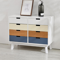 Bedroom TV cabinet Nordic style solid wood small apartment room master bedroom modern simple floor cabinet living room storage bucket cabinet