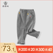 Girls spring and autumn 100 hitchhiking gig casual pants baby long pants children microlakpants childrens spring and autumn outwear pants