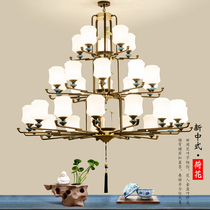 Modern new Chinese chandelier living room hall lamp Chinese style Zen simple hotel lobby three-story project large lamps