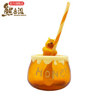 Bear infestation bear two childrens snack bowl rice bowl anti-fall home cute Square Park with the same model